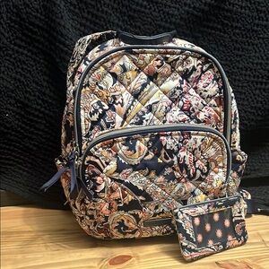 Vera Bradley Women's Quilted Backpack - and matching ID pouch Navy Blue